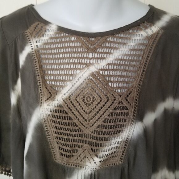 Knox Rose Boho Green Top Size Large - Picture 4 of 9